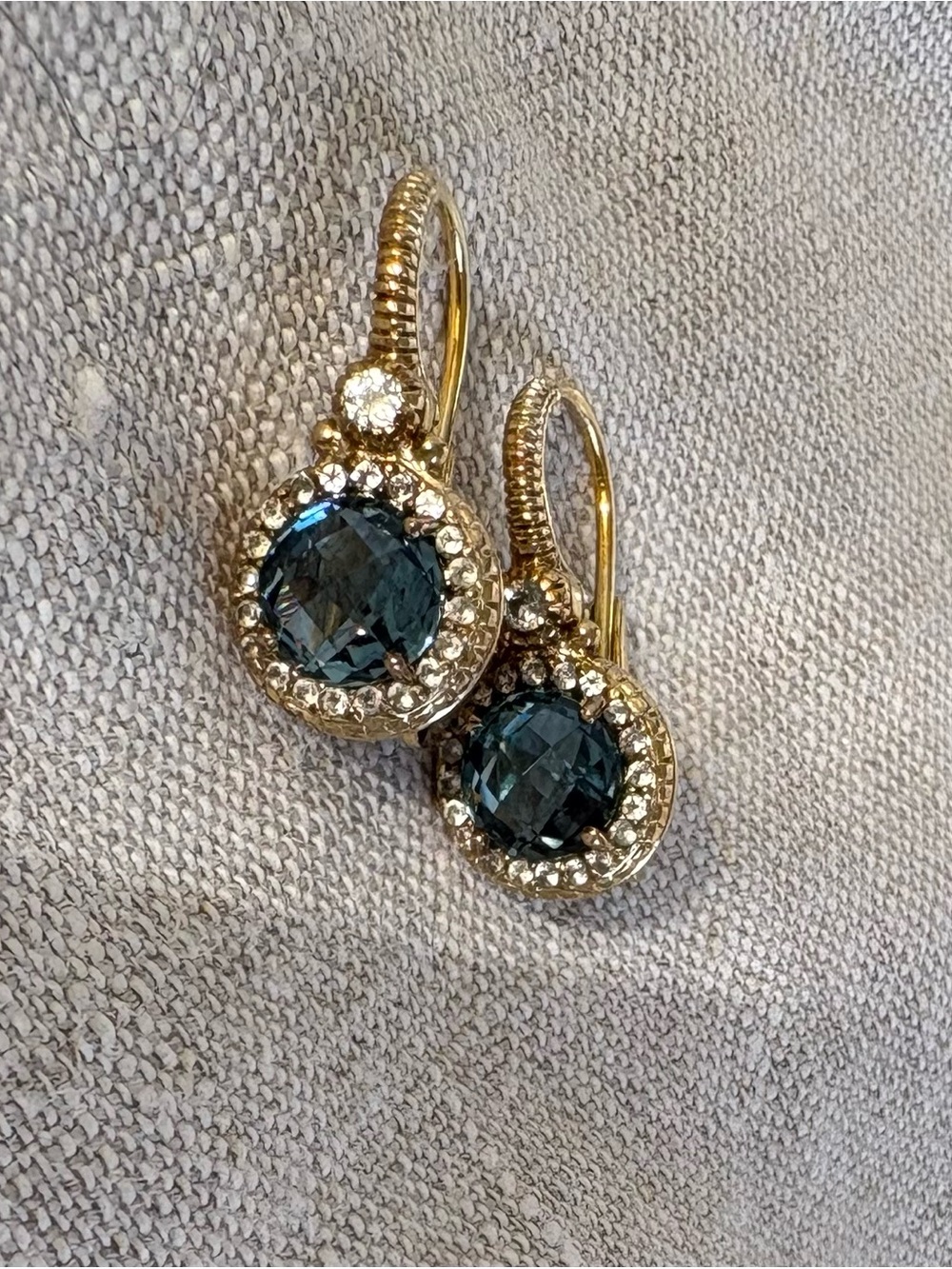 JUDITH RIPKA 14K Plated STERLING SILVER BLUE EARRINGS NEW
